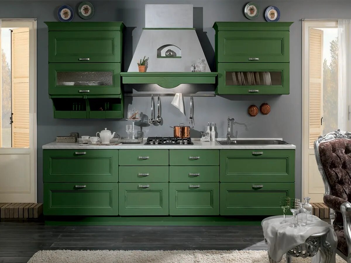 Кухонные гарнитуры зеленого цвета фото Итальянская кухня Siviglia 04 фабрики SP - Ital-Collection