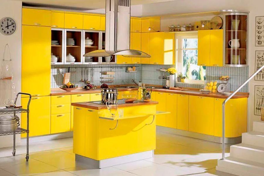 Кухонные гарнитуры желтый фото Как подобрать цвет для кухни? - полезные советы от Антарес