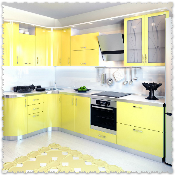Кухонные гарнитуры желтый фото Кухня "Весна" - купить в мебель-центре Озерцо