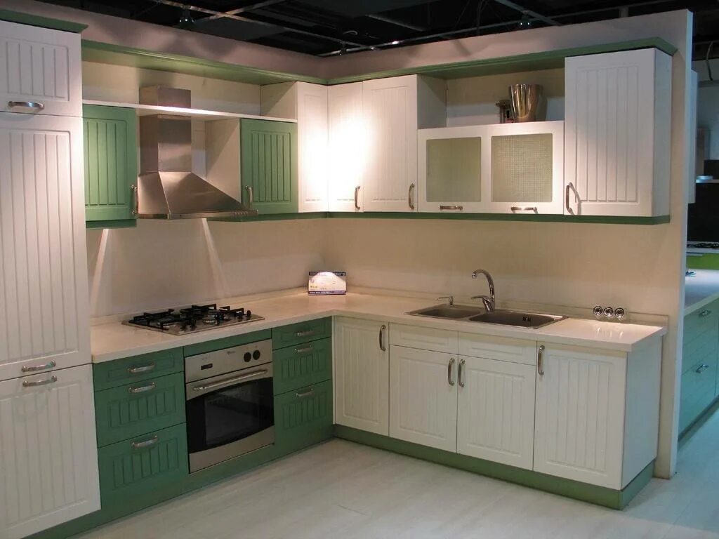 Кухонные гарнитуры живые фото Шкафы PVC белого и зеленого цвета верхние и шкафы кладовки - Китай Неофициальные