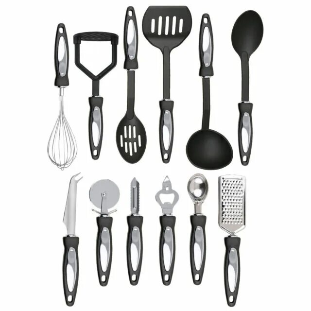 Кухонные инструменты и приспособления фото и названия 12pcs Cooking Utensil Set Stainless Steel Kitchen Gadget Tool Nylon Handles UK f