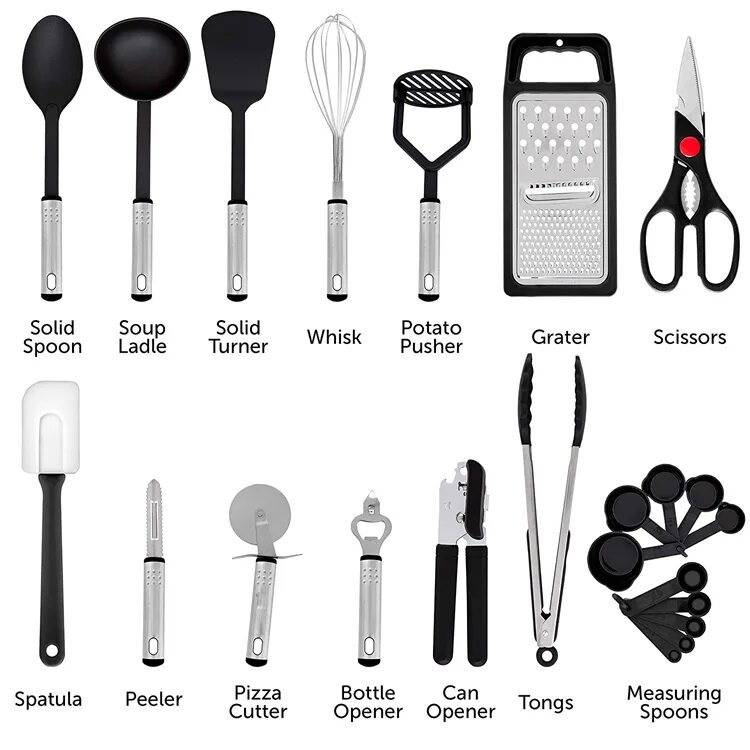 Кухонные инструменты и приспособления фото и названия Nyloncookware Seti En Iyi Paslanmaz Çelik Mutfak Araç Seti 23 Adet - Buy Mutfak 