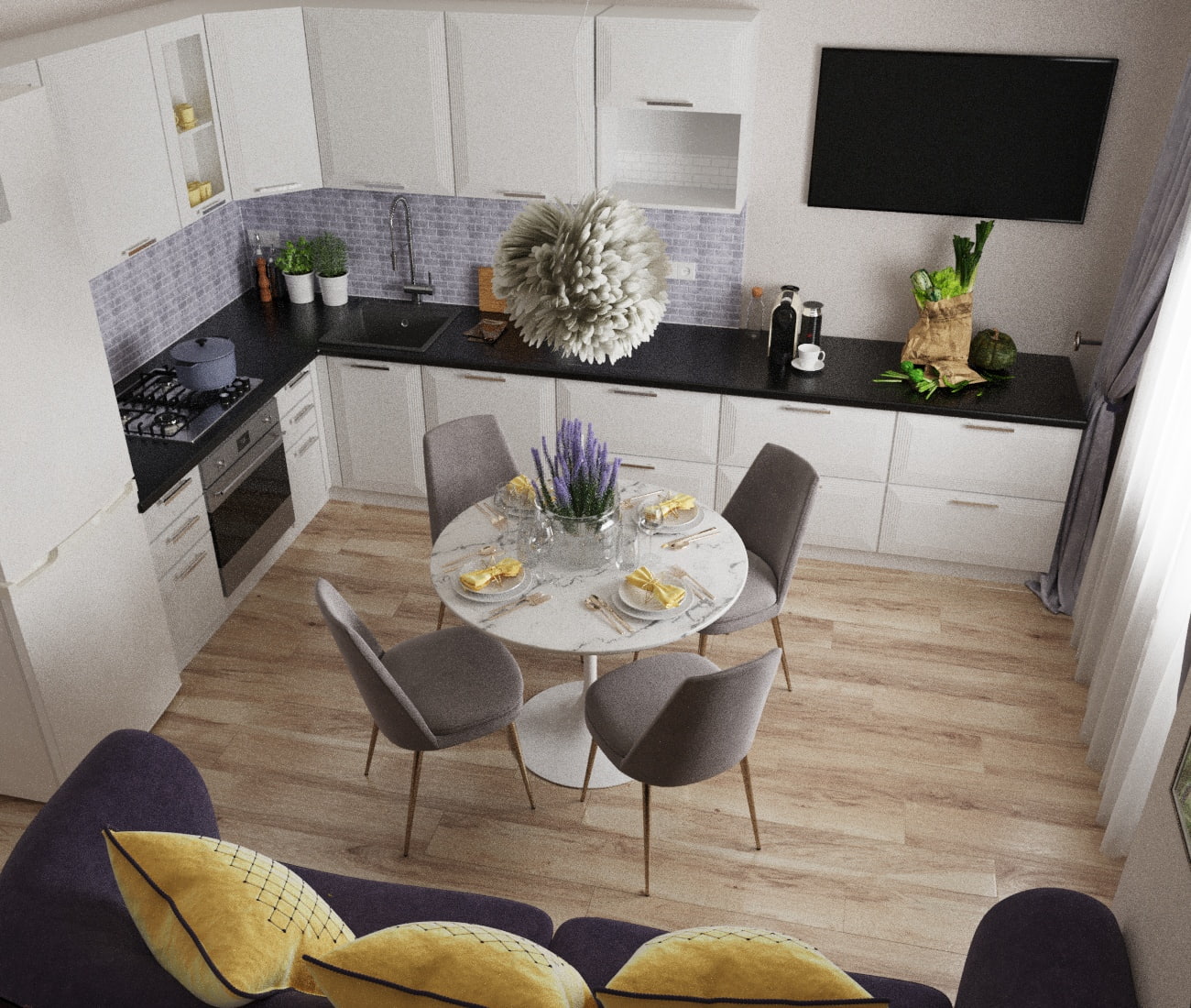 Кухонные интерьеры дмитрия ульянова Дизайн кухни в квартире новостройки по ул. Воткинское шоссе, 45