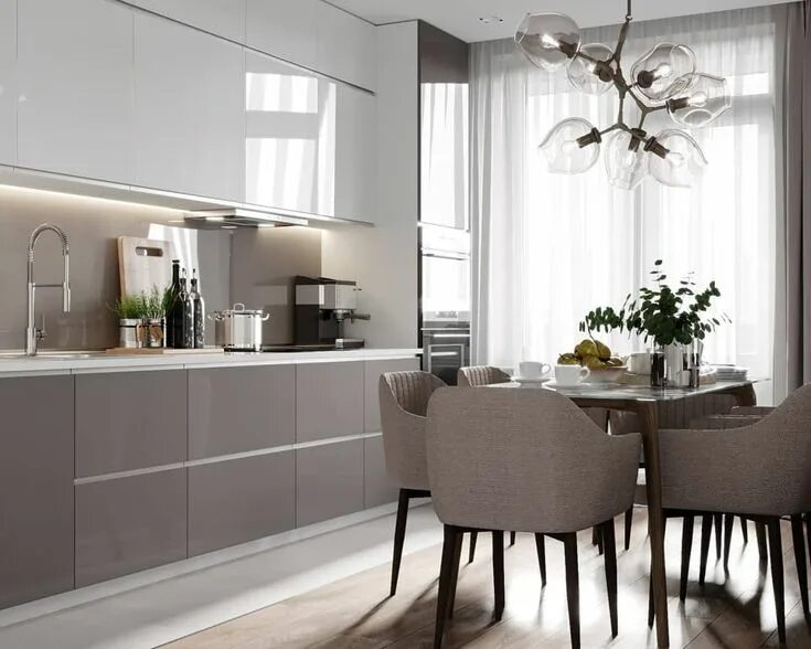 Кухонные интерьеры ульянова Кухня-гостиная 27 кв.м. в Санкт-Петербурге. Modern kitchen design, Kitchen layou