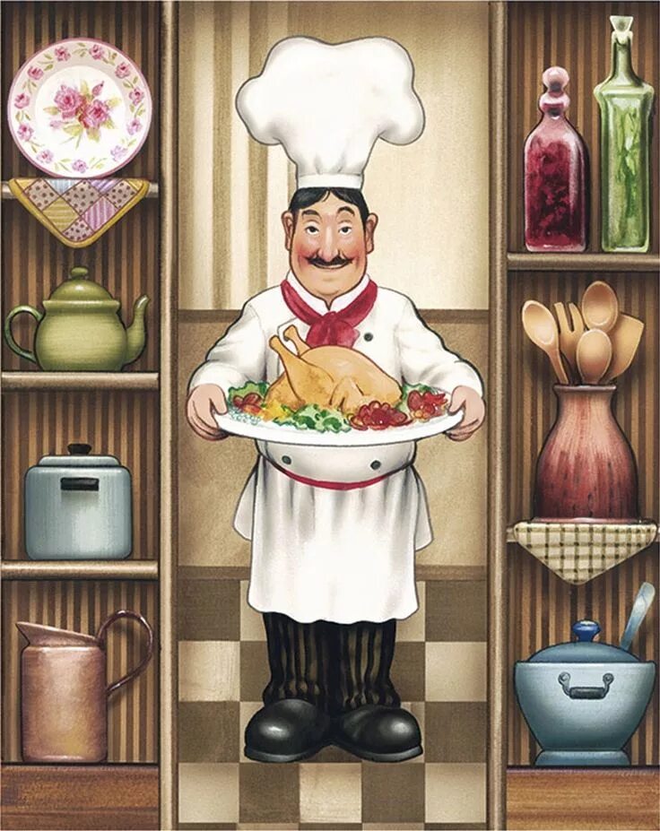 Кухонные картинки фото Pin by GabrielaDz on COCINEROS Kitchen art, Chefs kitchen, Chef pictures