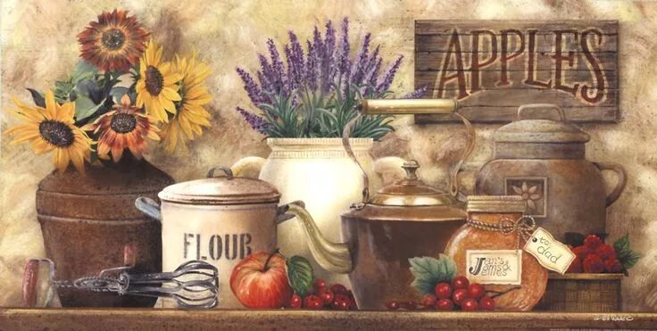 Кухонные картинки фото Antique Kitchen by Ed Wargo Vintage framed art, Art prints, Framed art