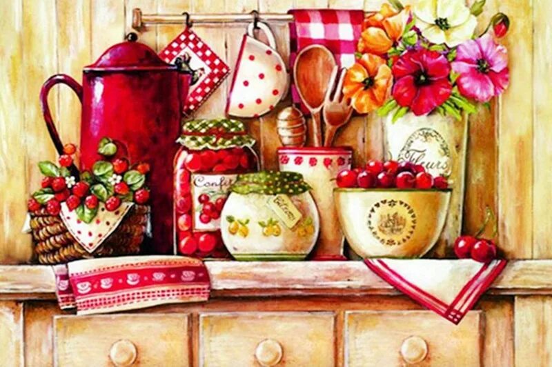 Кухонные картинки фото 5D DIY Diamond Embroidery Cup Scenery Cross Stitch Full Round Diamond sea diamon