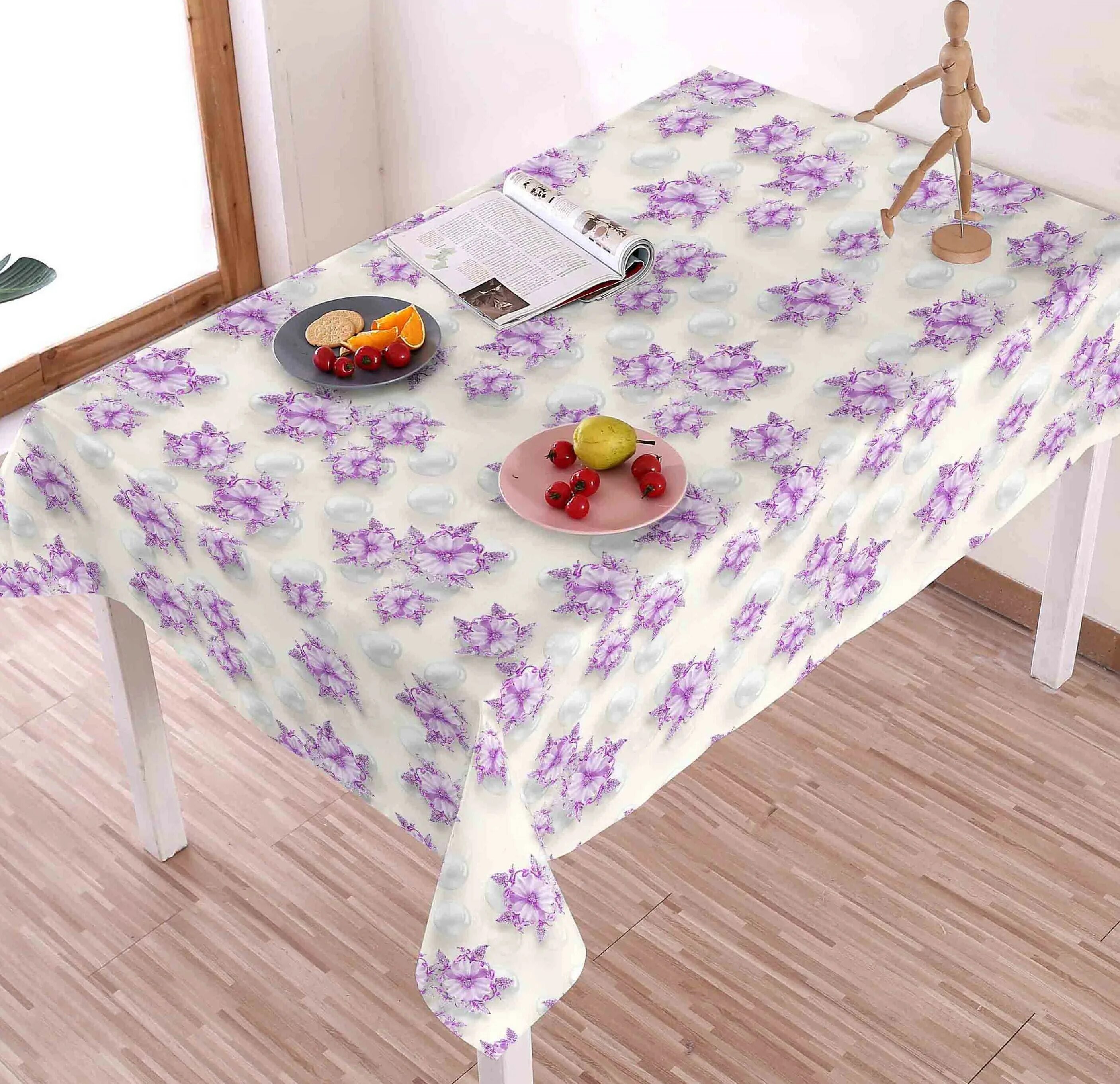 Кухонные клеенки фото Скатерть ПВХ на тканевой основе с 3D рисунком 140х220 см - купить в интернет-маг