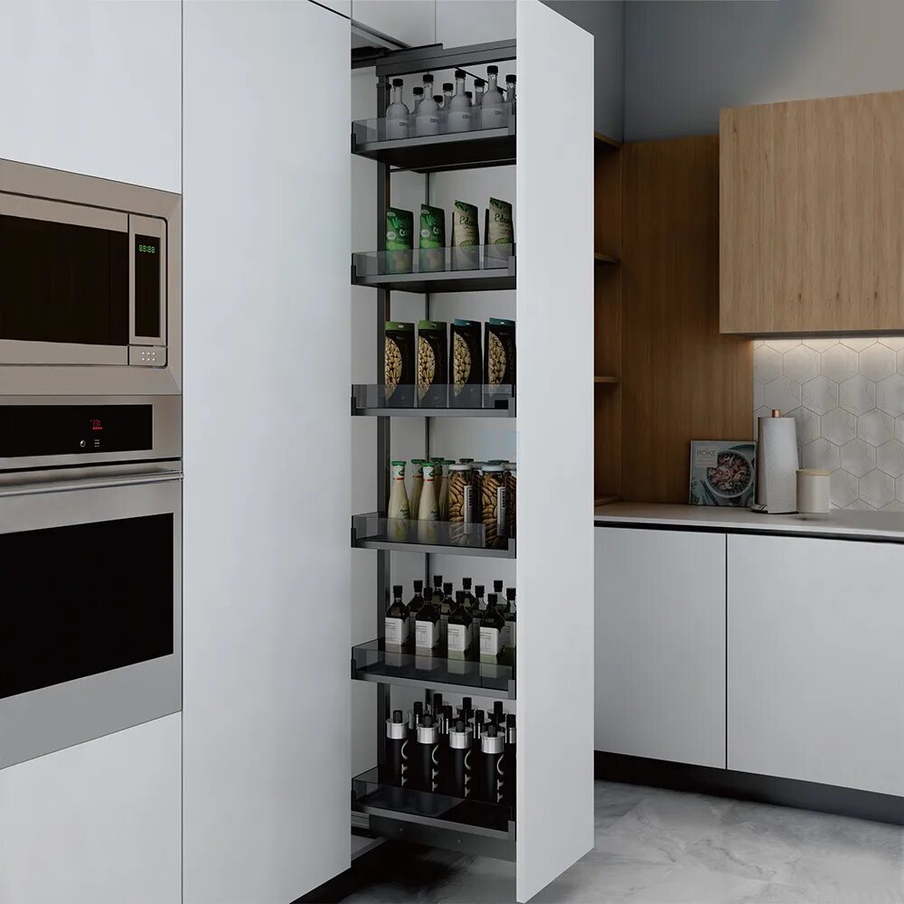 Кухонные колонки фото Система MATRIX, выдвижной фасад 200 мм, высота 1659-2059 мм, антрацит - купить в