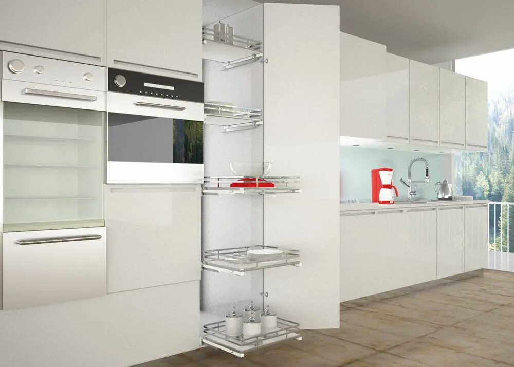 Кухонные колонки фото Выдвижная система Sotto с Soft Close c 2-мя сетчатыми корзинами в шкаф 450мм 400