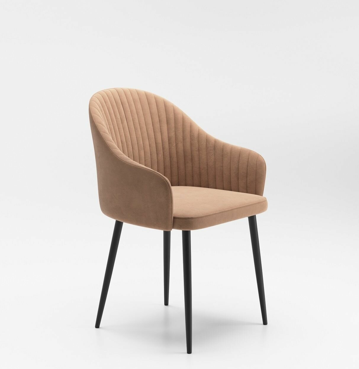 Кухонные кресла фото Стул для кухни темно-бежевый велюр с черными ножками. Кресло кухонное мягкие со 