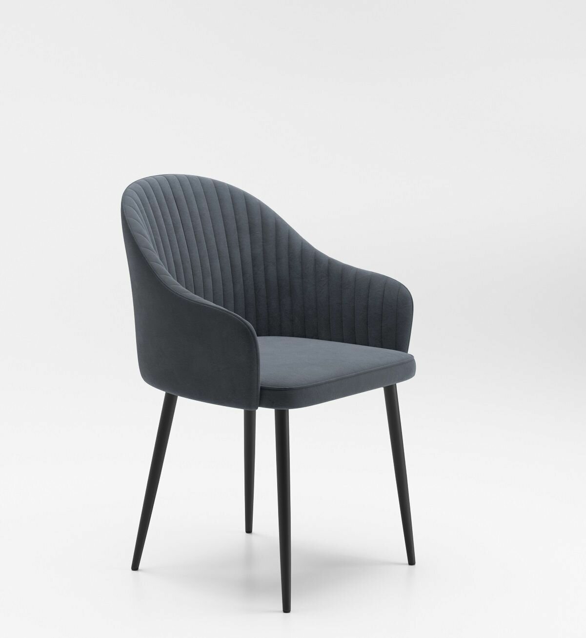 Кухонные кресла фото Стул для кухни темно-серый велюр с черными ножками. Кресло кухонное мягкие со сп