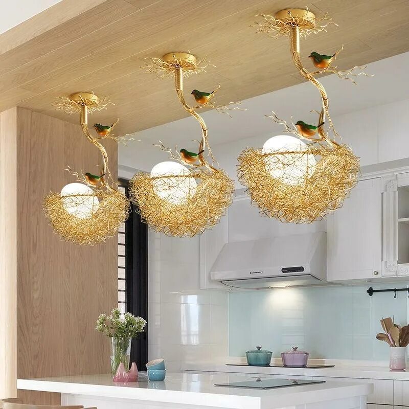 Кухонные люстры фото Потолочный светильник ручной работы из алюминиевого провода, светодиодный светил