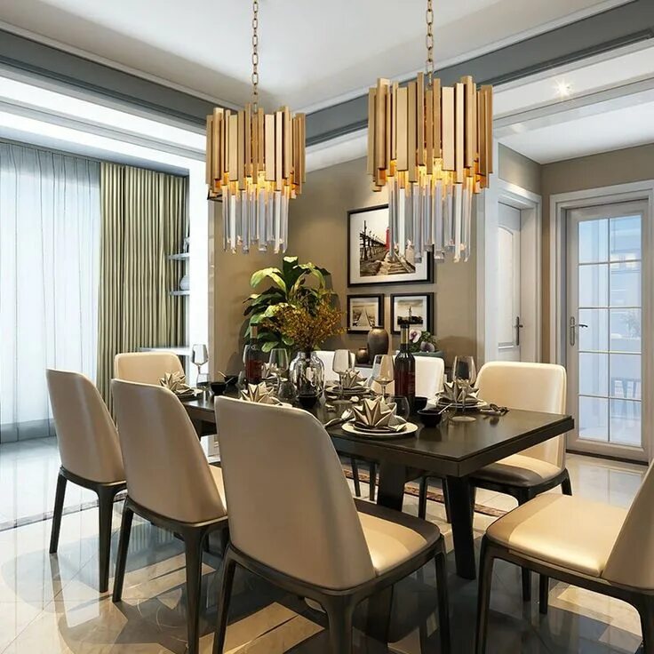 Кухонные люстры в интерьере Modern Gold Stainless steel Crystal Chandelier small Round light suspension lamp
