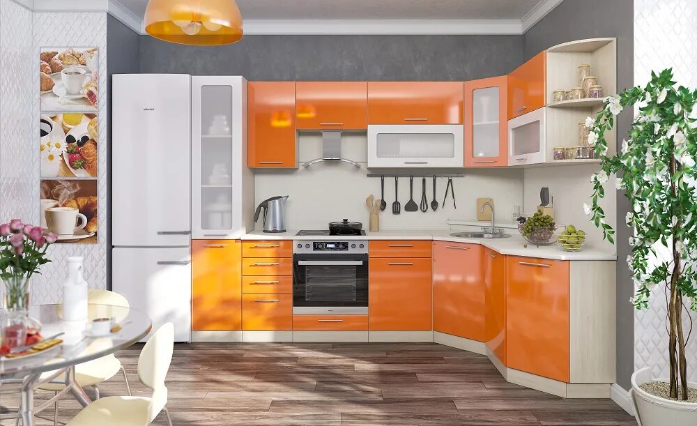 Кухонные мебели магазины и фото Угловая кухня Максимус-14 2800х1700 мм купить недорого Мебель54 в Новосибирске