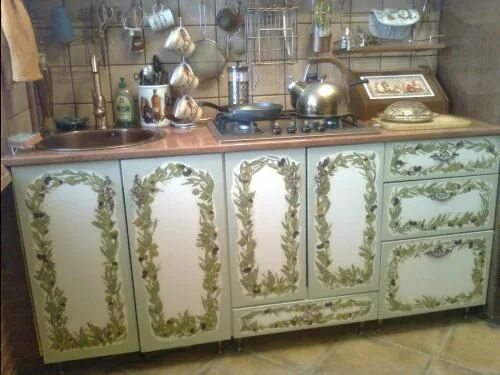 Кухонные мебели своими руками фото Декупаж мебели, Идеи для украшения, Перекраска мебели