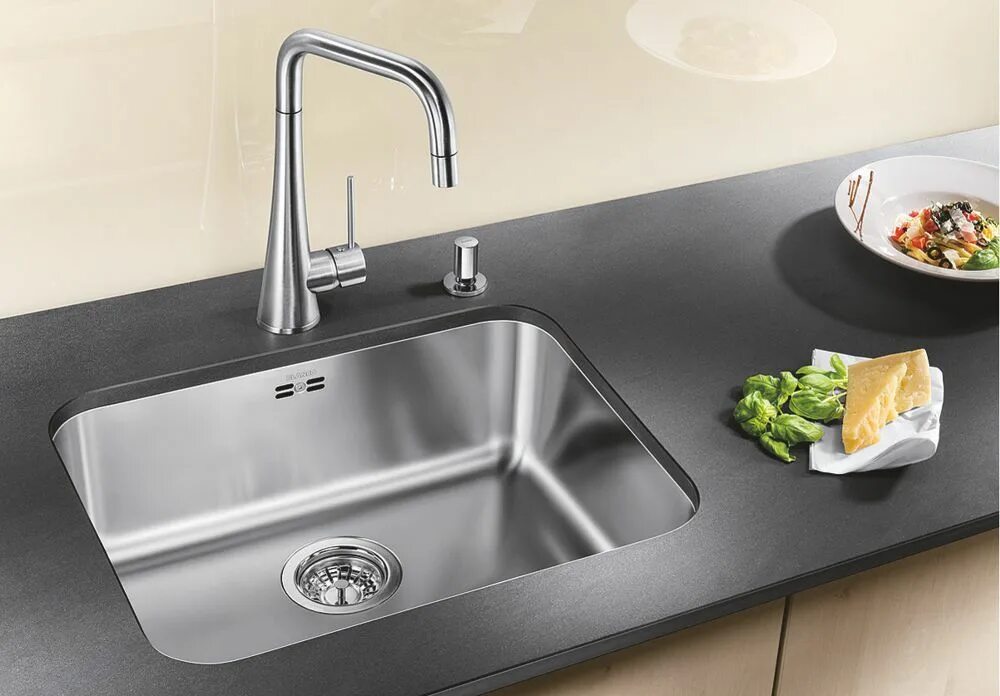 Кухонные мойки фото Мойка кухонная Blanco Supra 500 U сталь с клапаном, 518206 купить по цене 22500 
