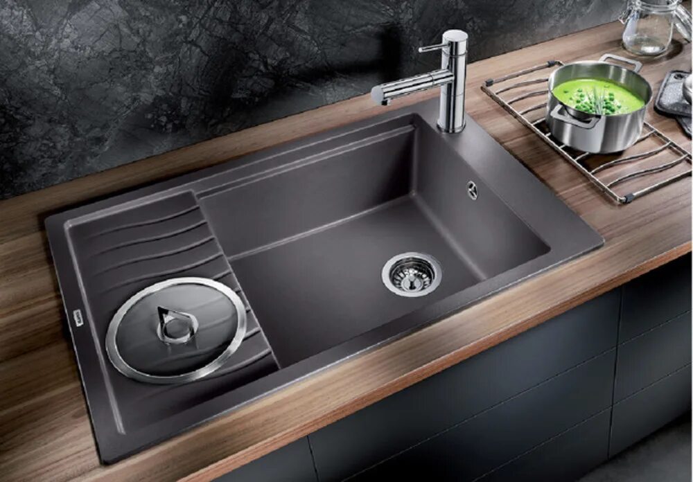 Кухонные мойки фото Кухонная мойка Blanco ELON XL 6S SILGRANIT PuraDur 524835, темная скала по цене 