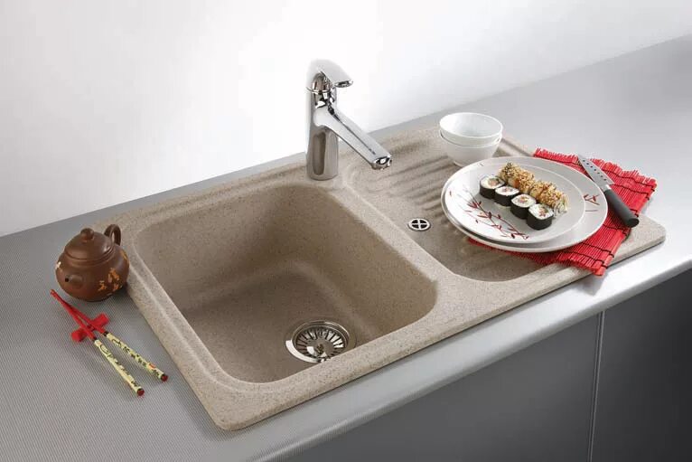 Кухонные мойки из искусственного камня фото Кухонная мойка Granicom G-013 - купить по цене от 5885 руб в интернет-магазинах 