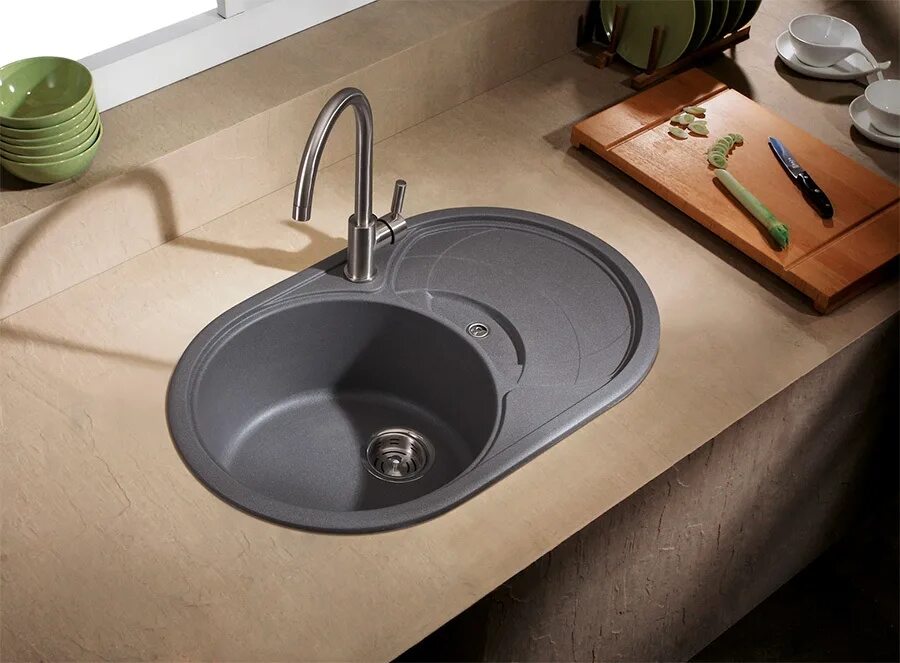 Кухонные мойки из искусственного камня фото Мойка ULGRAN U503 купить недорого Минск. Доставка. Цена.