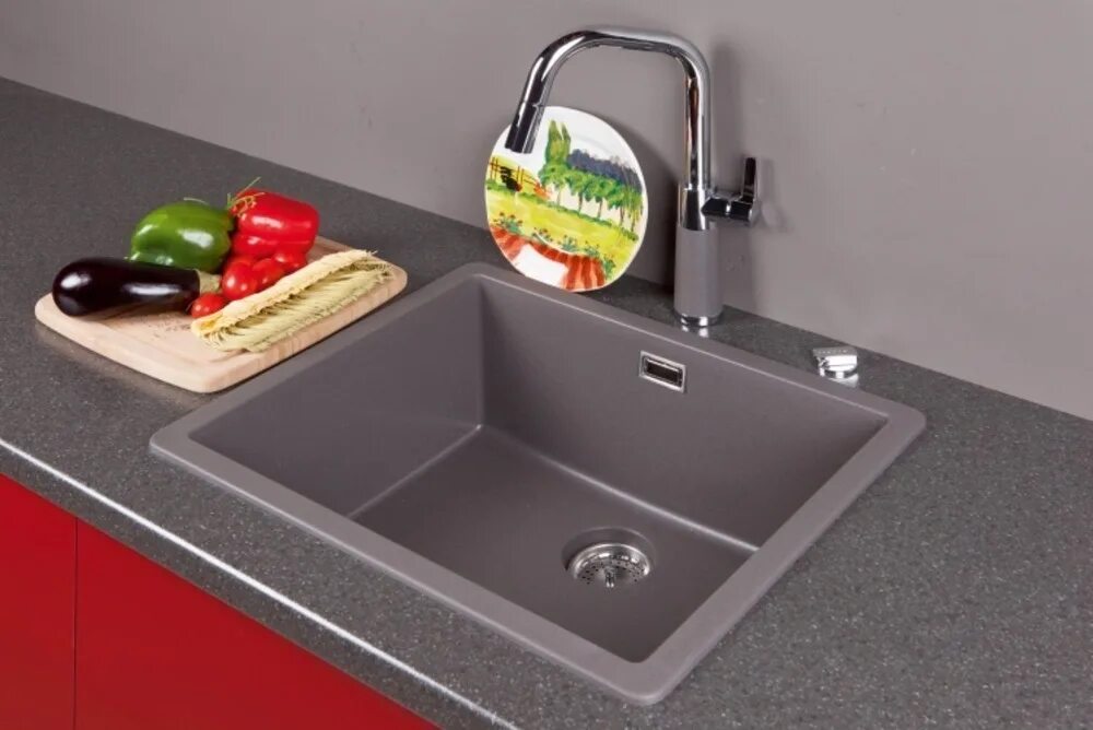 Кухонные мойки из искусственного камня фото Кухонная мойка Schock Brooklyn 60 CRISTALITE, оникс