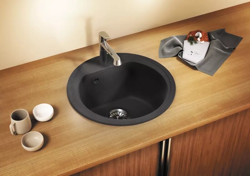 Кухонные мойки из камня фото Кухонная мойка Polygran F-08 № 331 51 Хлопок Модель: F-08 № 331 (Хлопок) купить 