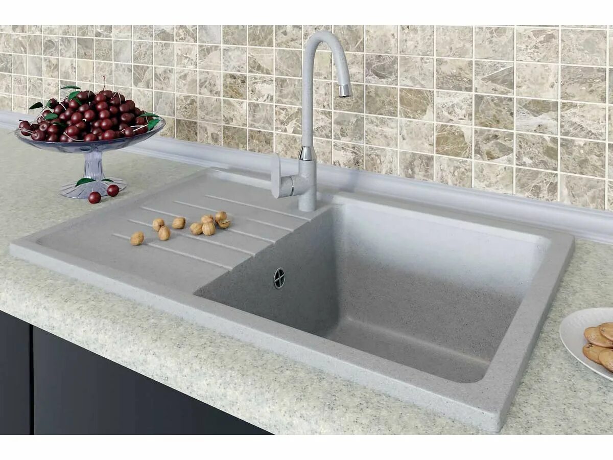 Кухонные мойки из камня фото Купить Каменная мойка М-06 по цене 8770 руб в Новосибирске в интернет-магазине "