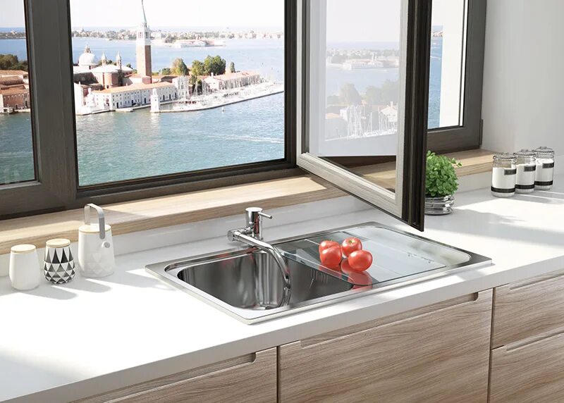 Кухонные мойки у окна фото Deante Aster BCA_061M смеситель для кухни купить в Минске, цена