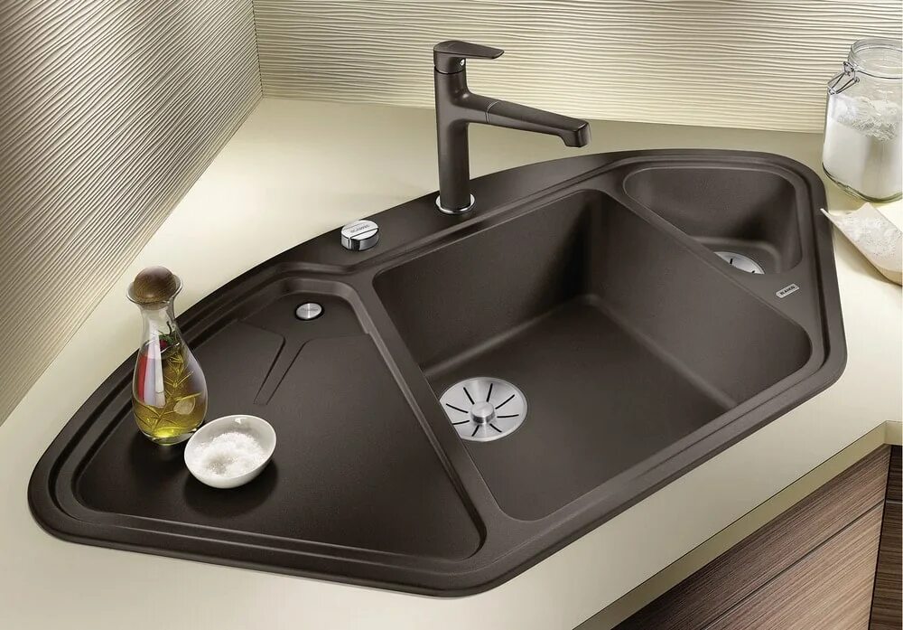 Кухонные мойки в углу фото Кухонная мойка Blanco Delta II антрацит 523656 - Купить в официальном интернет м