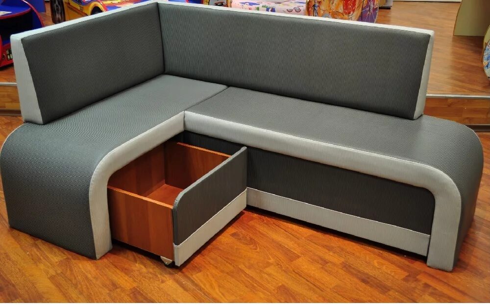 Кухонные мягкие уголки фото Угловой диван Практика, с ящиками от производителя мебели