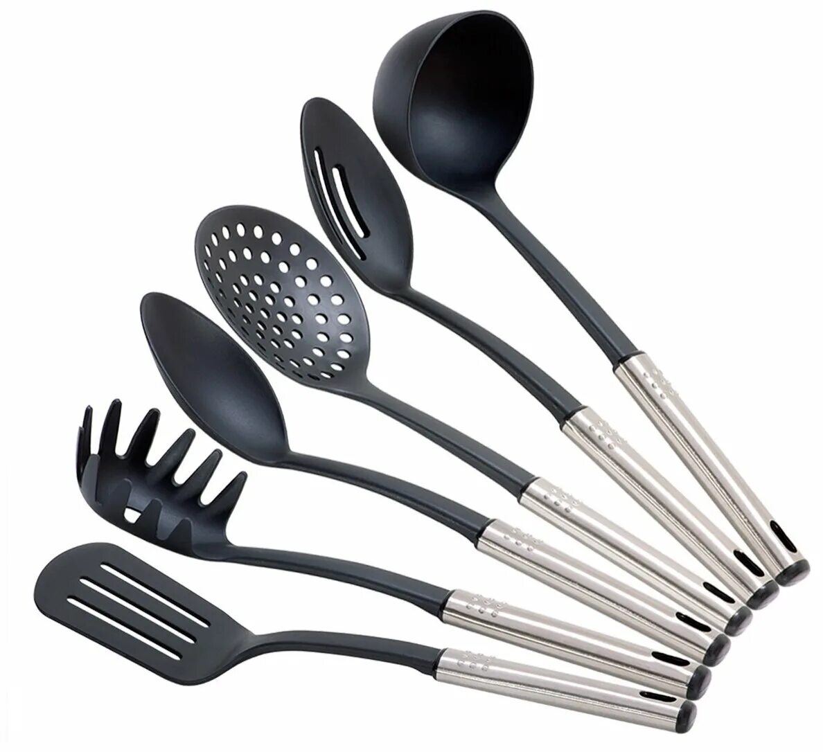 Кухонные наборы фото и цены Набор навесок Kamille KM-5234, нейлон (6 шт.) черный/серебристый 6 шт. - купить 