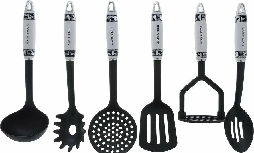 Кухонные наборы фото и цены 4690203115203 Половники 7 предметов на подставке арт.22422