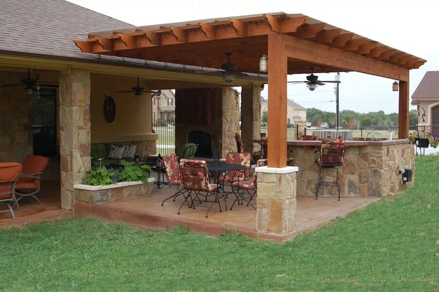 Кухонные навесы фото Outdoor Kitchen, Weatherproof Pergola - Austin Outdoor Living Outdoor pergola, B