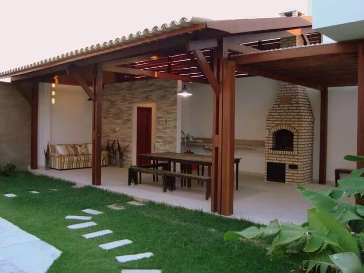 Кухонные навесы фото edicula aberta com sofa e mesa #CozinhaAmericana Pergola, Backyard pergola, Back