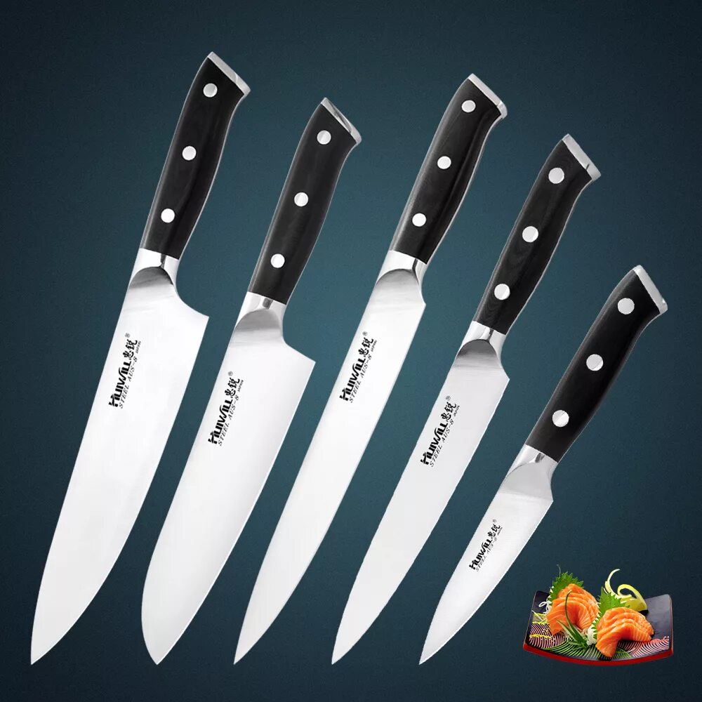 Кухонные ножи фото Купить huiwill высокое качество японский сталь AUS-8 из нержавеющей стали кухонн