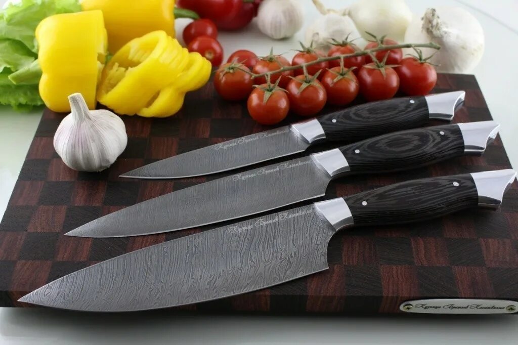 Кухонные ножи фото назначение Кухонный набор ножей "Рататуй" Дамасская сталь купить от производителя в интерне