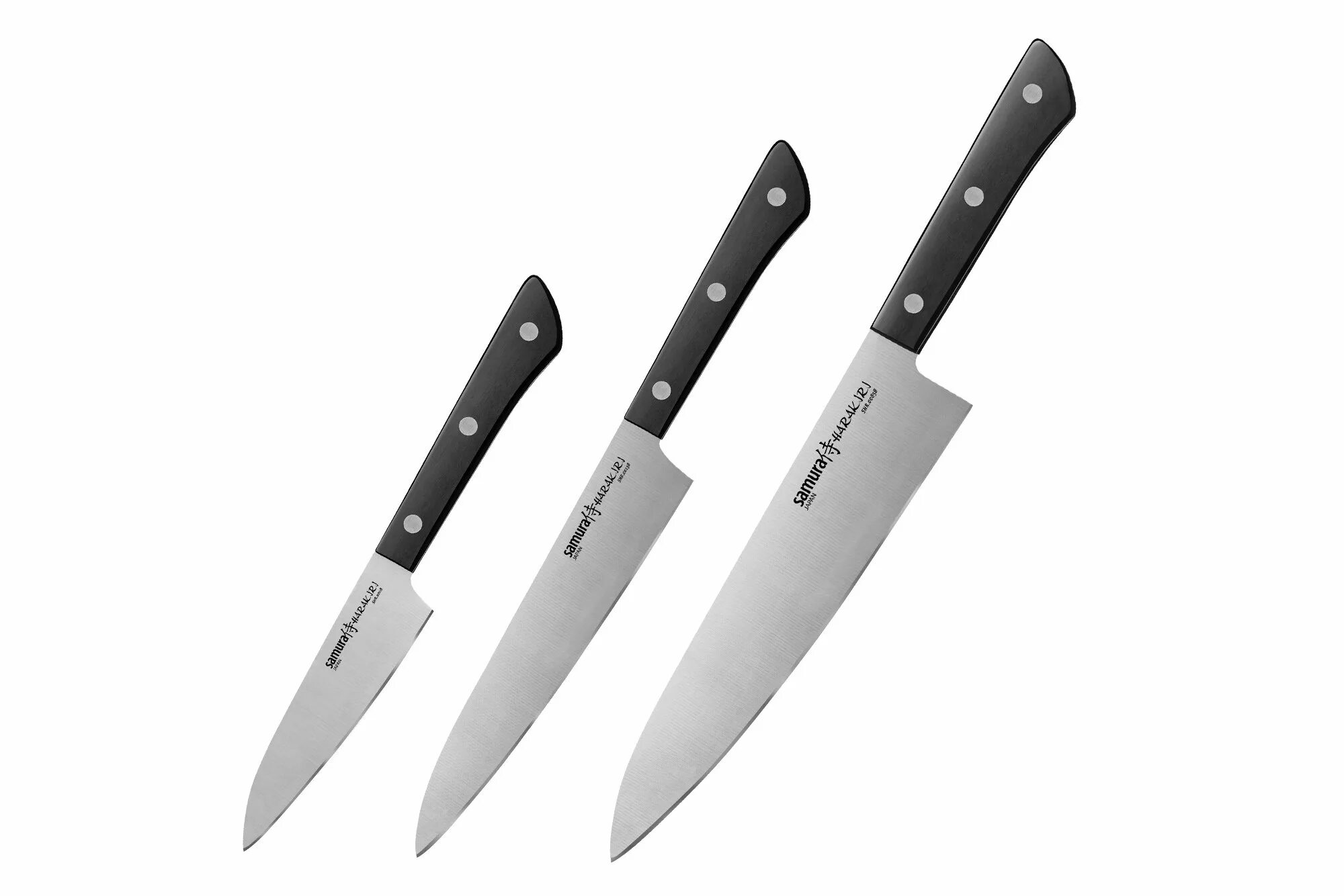Кухонные ножи цены фото Купить набор ножей 3 в 1 "samura harakiri" shr-0220b/k (11, 23, 85) abs пластик 