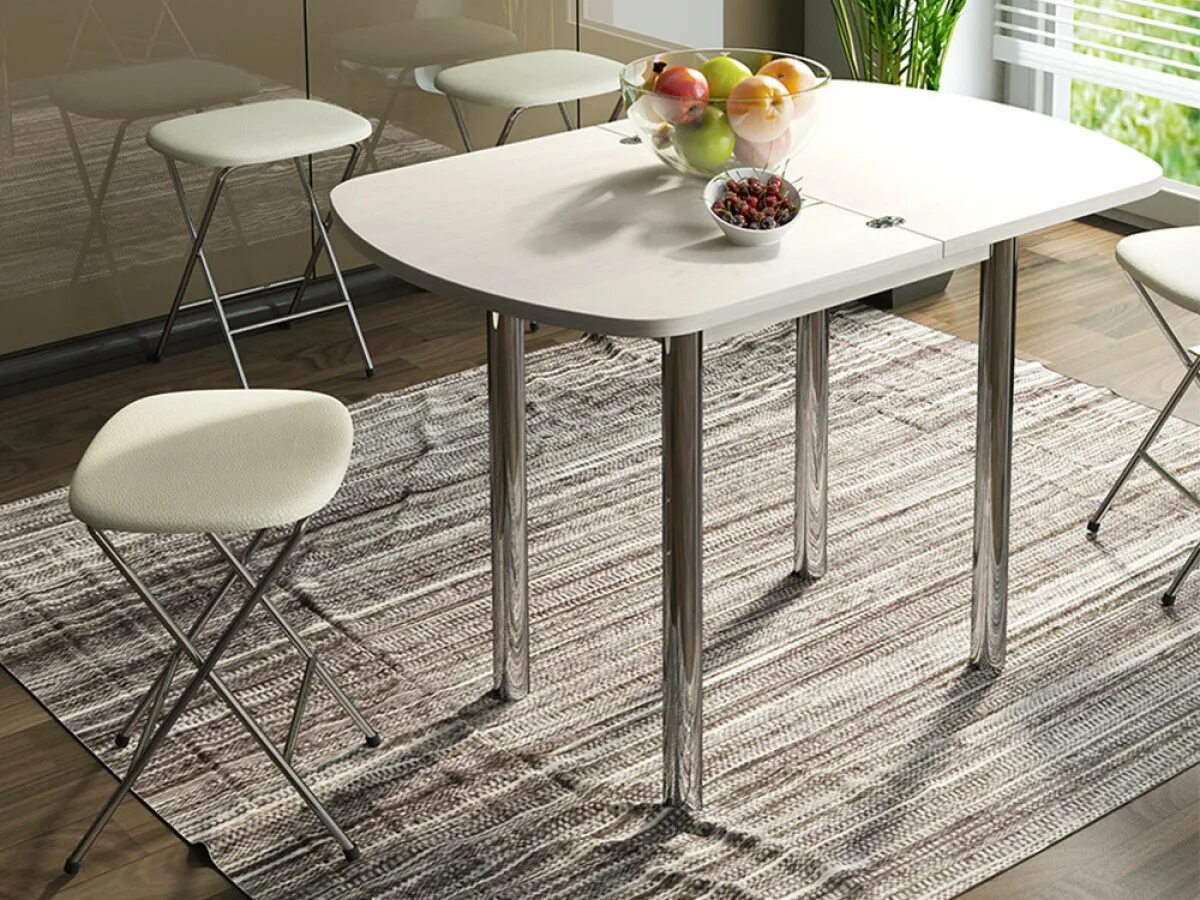 Кухонные обеденные столы фото Кухонный стол Лион СТ Дуб Белфорт Средний купить в Москве в интернет-магазине - 