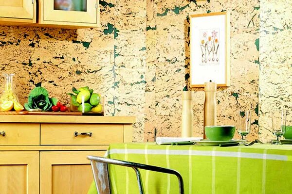 Кухонные обои для стен фото Пробковые обои для стен в рулонах