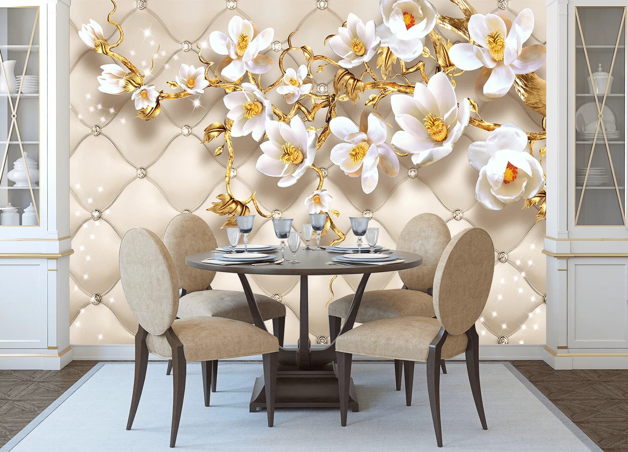 Кухонные обои для стен фото 3D обои на стену для кухни и их фото в интерьере