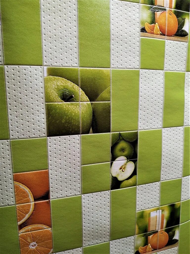 Кухонные обои для стен моющиеся фото Купить ОБОИ КУХНЯ ВАННАЯ ПЛИТКА КОФЕ МОЮЩИЕСЯ ФРУКТЫ: отзывы, фото и характерист
