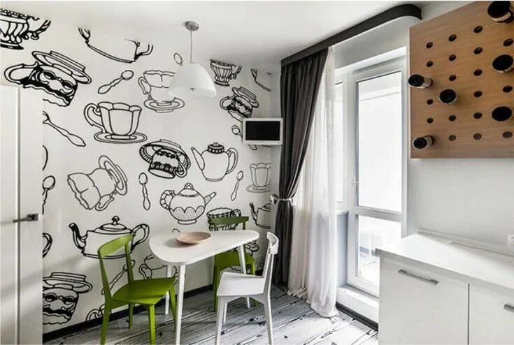 Кухонные обои для стен в интерьере Кухня в стиле кафе - 90 фото и 10 дизайн-идей Home decor, Home, House design