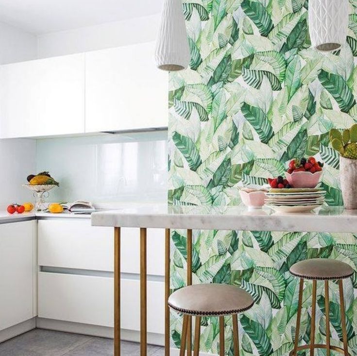 Кухонные обои в интерьере фото Pin de Mo. en KITCHEN Decoración de unas, Decoración de cocina, Papel pintado co