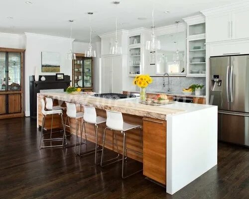 Кухонные островки фото Прямая столешница для кухни из камня Montelli Керамит