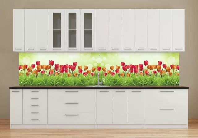Кухонные панели фартуки из пластика фото Фото фартука для кухни из пластика тюльпаны