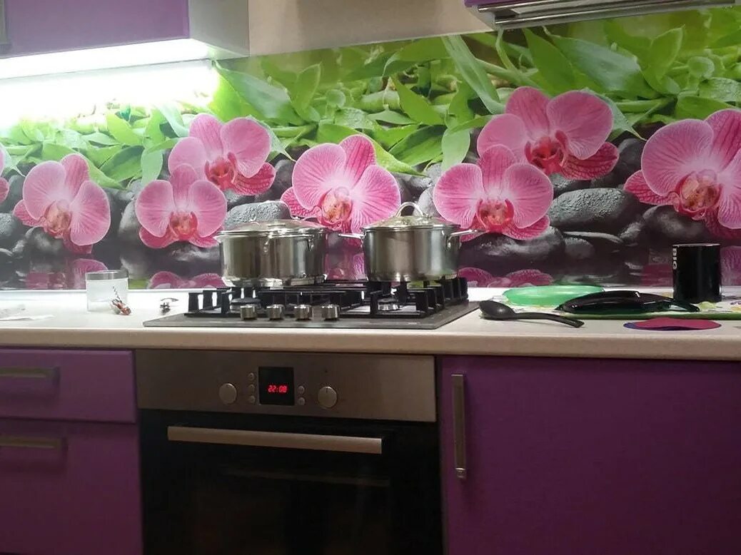 Кухонные панели фартуки из пластика фото Купить Кухонный фартук АБС термопечать 3000*600*1,5мм Орхидея c бесплатной доста
