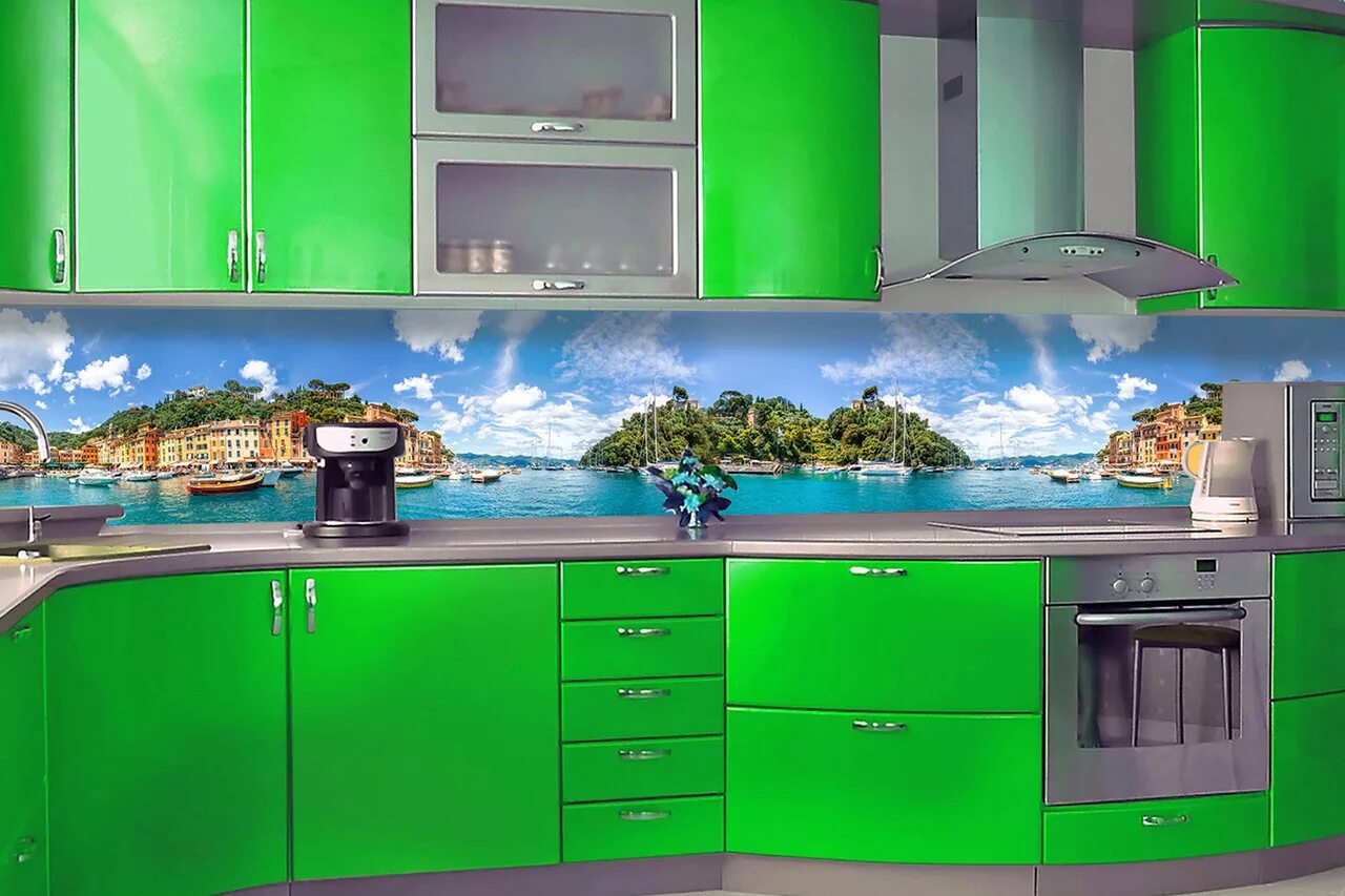 Кухонные панели фартуки из пластика фото Скинали на кухню Zatarga "Природа " 600х2500 мм зеленый виниловая 3Д наклейка ку