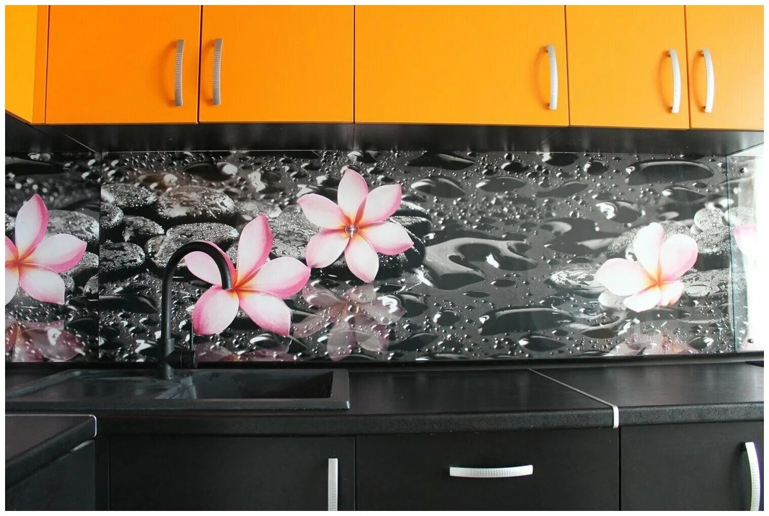 Кухонные панели фото цена Фартук для кухни из МДФ "Отражение в каплях". Кухонный фартук панель МДФ 1400*60