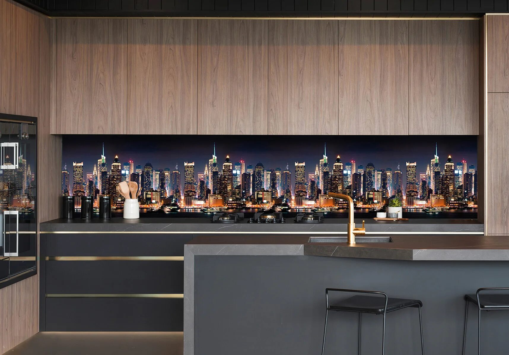 Кухонные панели на стену фото Характеристики Фартук кухонный на стену панель ГОРОД МАНХЭТТЕН 3000х600 мм термо