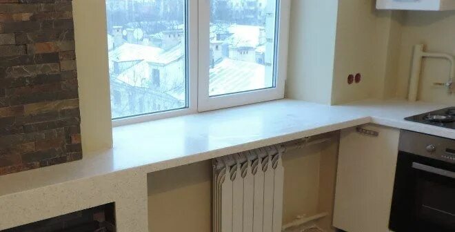 Кухонные подоконники фото Каменный подоконник-столешница: материалы изготовления Интерьер кухни, Дизайн, К